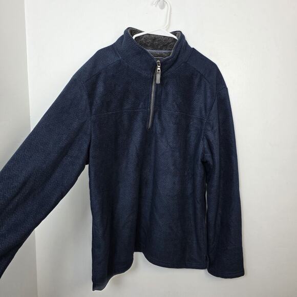 London Fog Navy Blue Sherpa Soft 1/4 Zip Outdoor Soft Pullover Jacket Size 2XL - Picture 2 of 7
